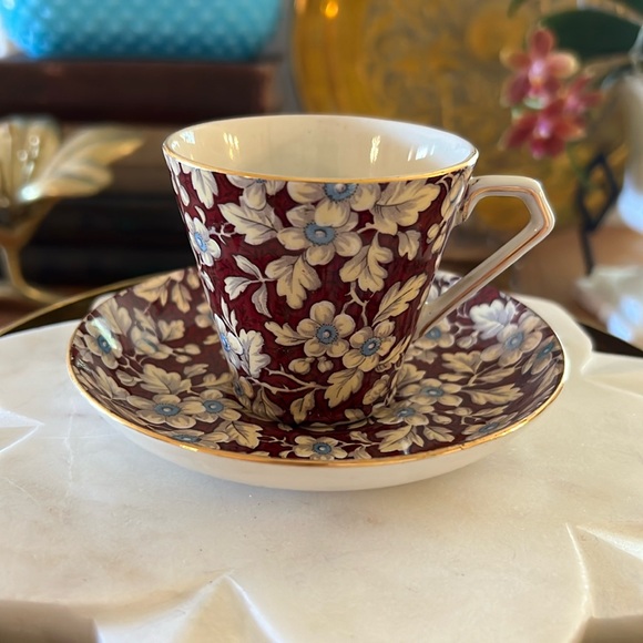 1930’s Brocade Chintz Lord Nelson Ware Demitasse English Teacup and Saucer Set - Picture 11 of 11